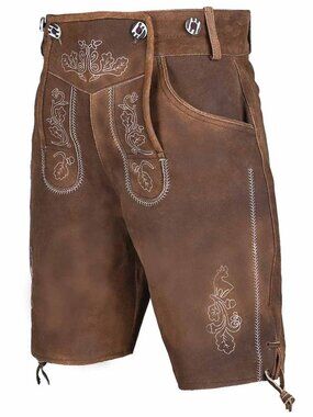 Men’s Suede Brown Lederhosen Hogen Oktoberfest Costume